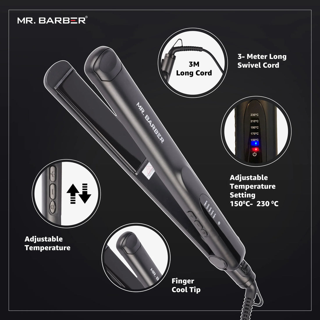 Mr. Barber Elite Hair Straightener With Supremely Advanced Technology & Automatic Sleep Mode (Black)
