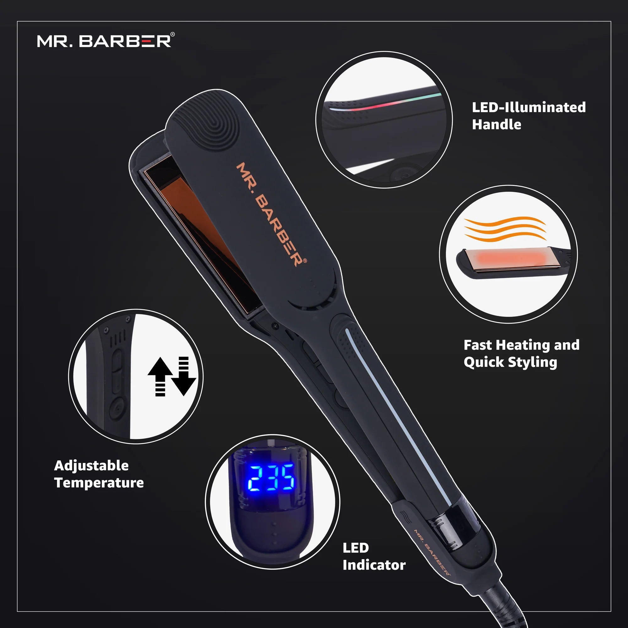 Mr. Barber Keratin Shine Pro Hair Straightener with Advanced Nano Titanium Technology & Fast Heating