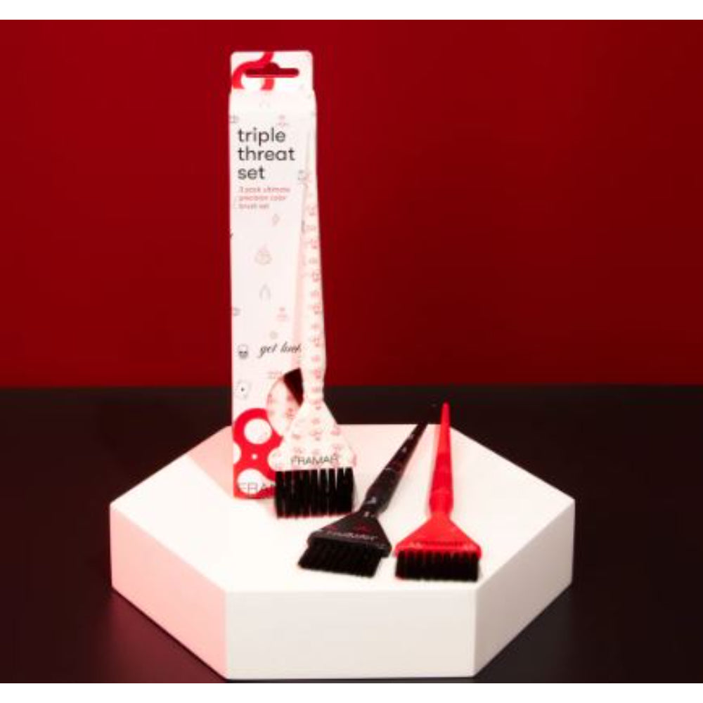 Framar - Get Lucky - Triple Threat Set of 3 color brushes - black, red & white tattoo patterns