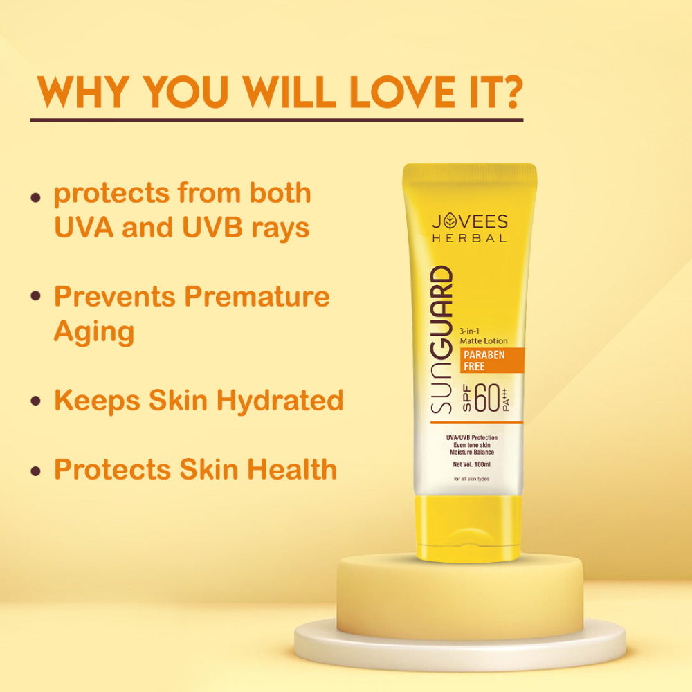 Jovees Sun Guard Lotion SPF 60 PA+++ Broad Spectrum | Matte Lotion