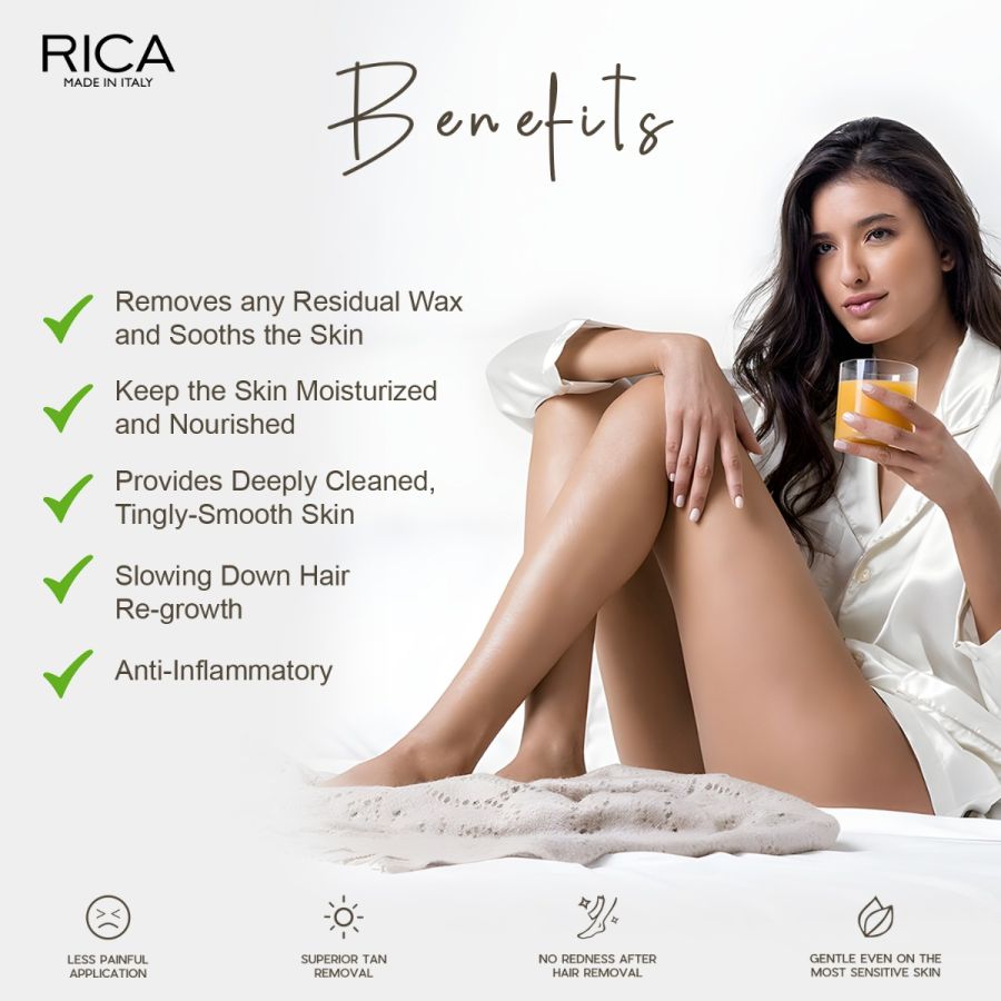 Rica Lemon After Wax Lotion | Post Waxing Cleansing for Normal Skin with Sun flower Oil, Jojoba Oil & Vitamin E - 250ml