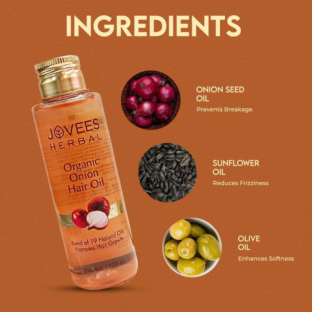 Jovees Organic Onion Hair Oil | Blend of 19 Natural Oils 100 ML