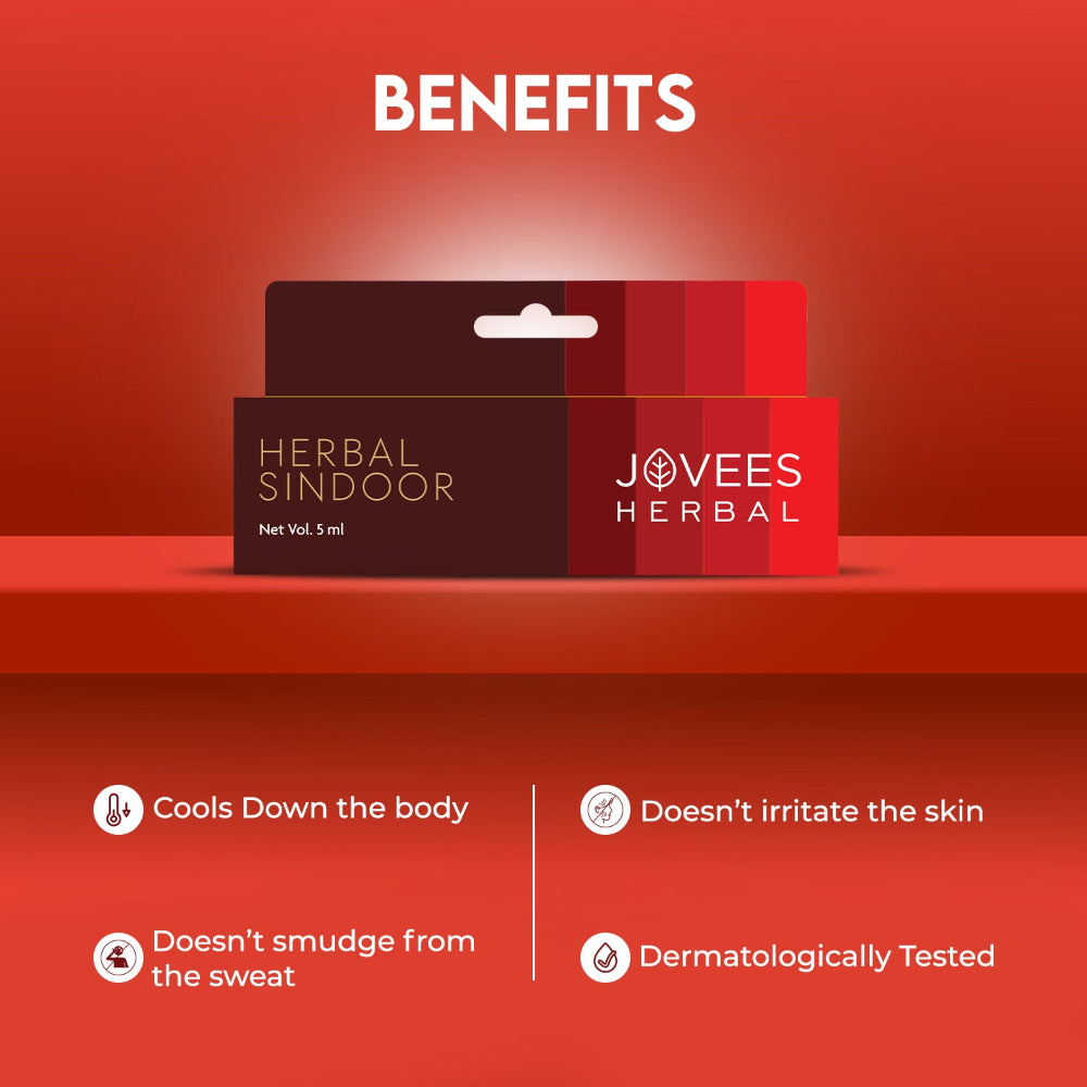 Jovees Sindoor Red | Bright, Quick Drying & Long Lasting | Smudge-Proof - 5 ml