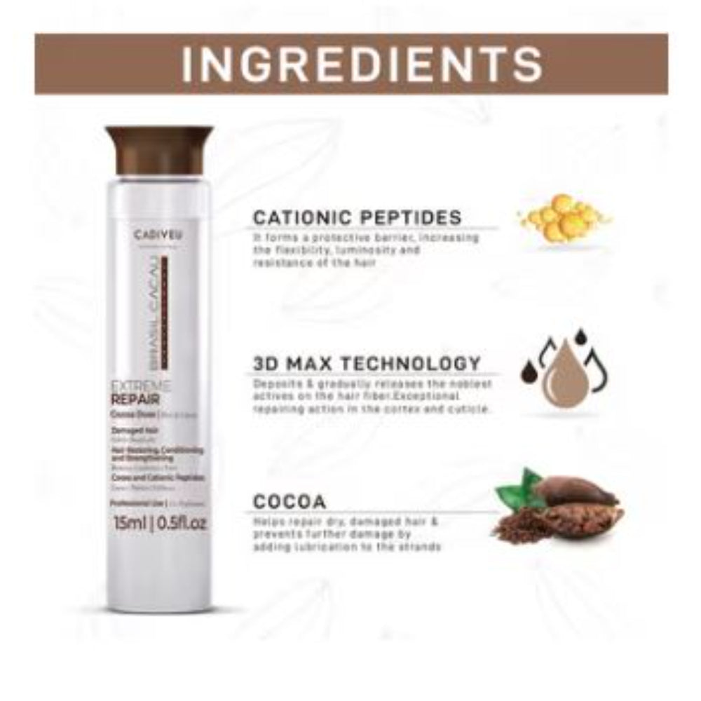 Cadiveu - Brasil Cacau Extreme Repair Cocoa Dose Hair Mask For Damaged Hair (15ml)