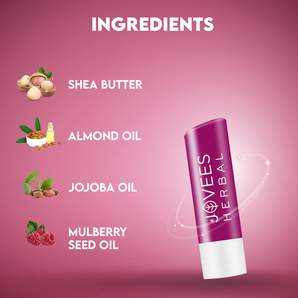 Jovees Berry Lip Balm With Hyaluronic Acid | Rejuvenates Dry Lips