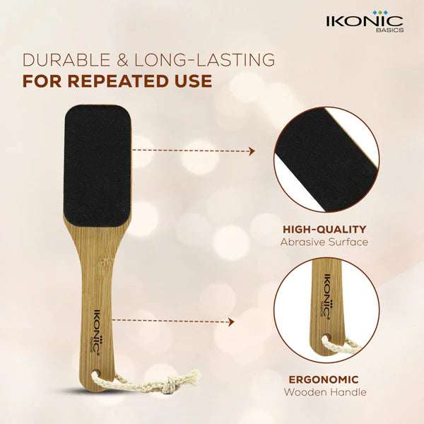 Ikonic Basics Sided Sand Bamboo Foot Scraper  IKB-758C