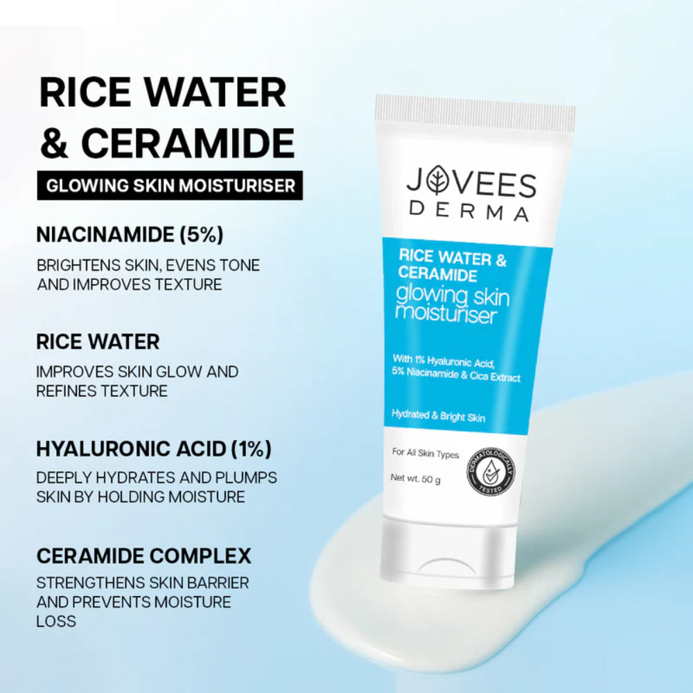 Jovees Derma Rice Water & Ceramide Glowing Skin Moisturiser-50 g