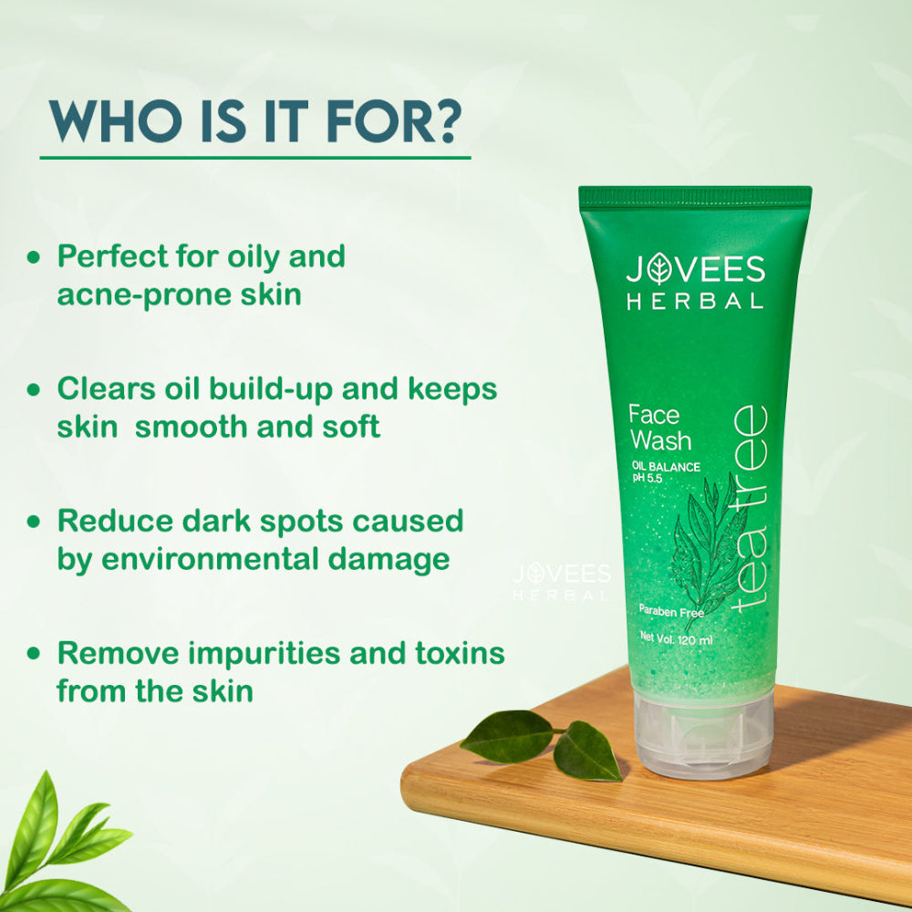 Jovees Tea Tree Oil Control Face Wash | Oily & Acne Prone Skin