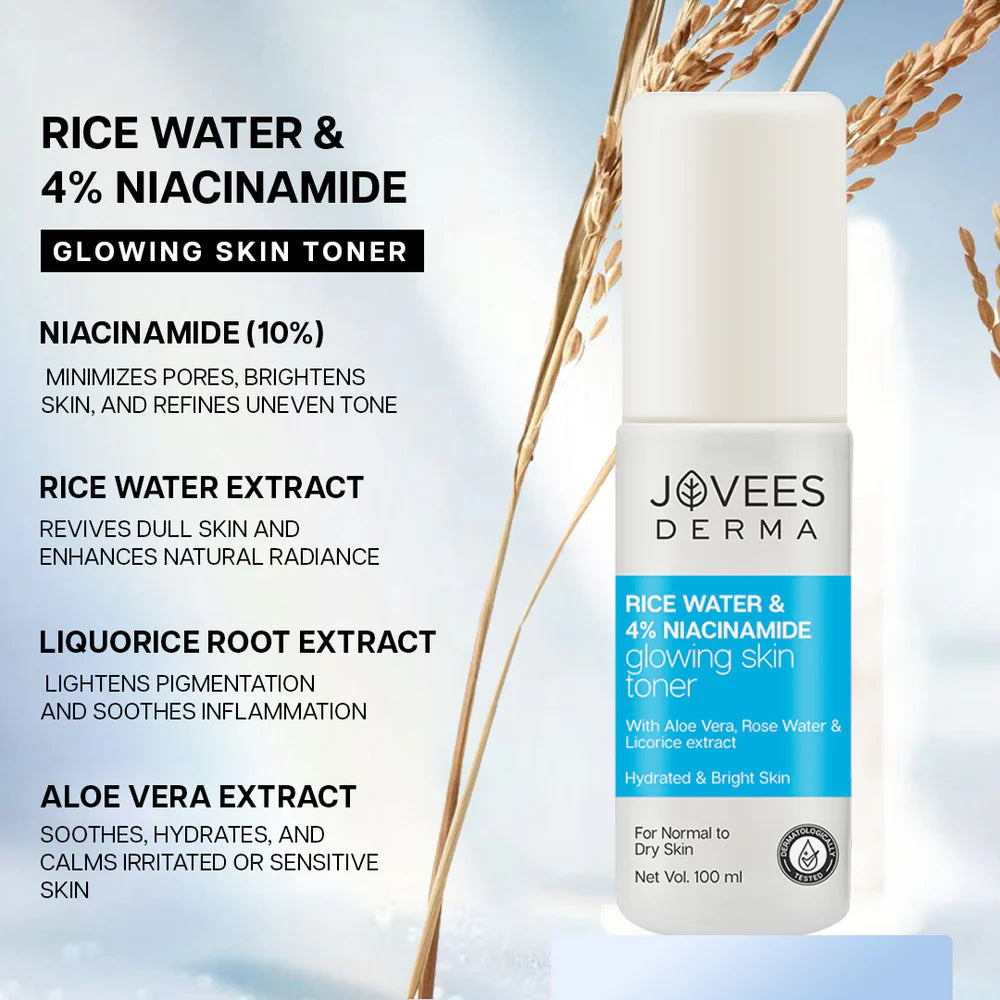 Jovees Derma Rice Water & 4% Niacinamide Glowing Skin Toner-100 ml