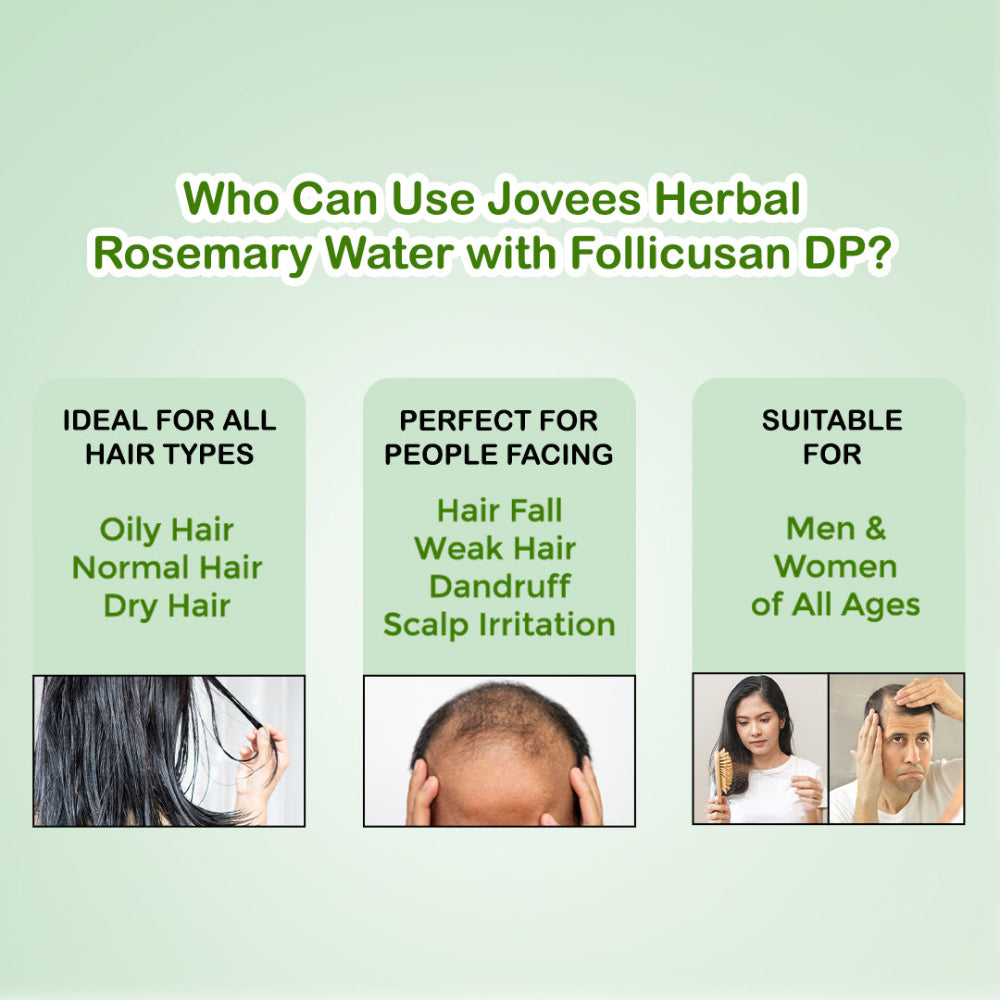 Jovees Rosemary Water Hair Growth Spray | Controls Hair Fall | Increases Hair Density | Fights Dandruff | Lightweight & Non-Greasy | For Men & Women