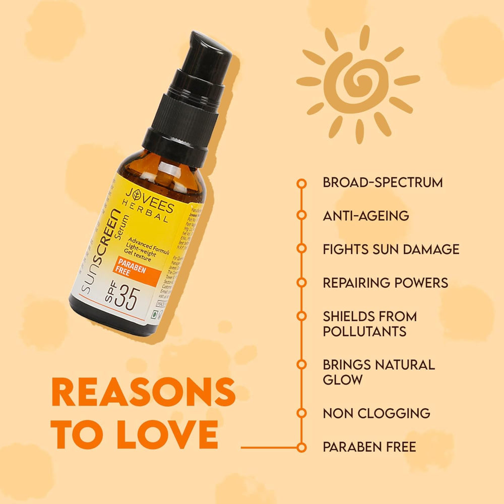 Jovees Sunscreen Face Serum SPF 35 | Aloe Vera & Carrot Extract 30 ml