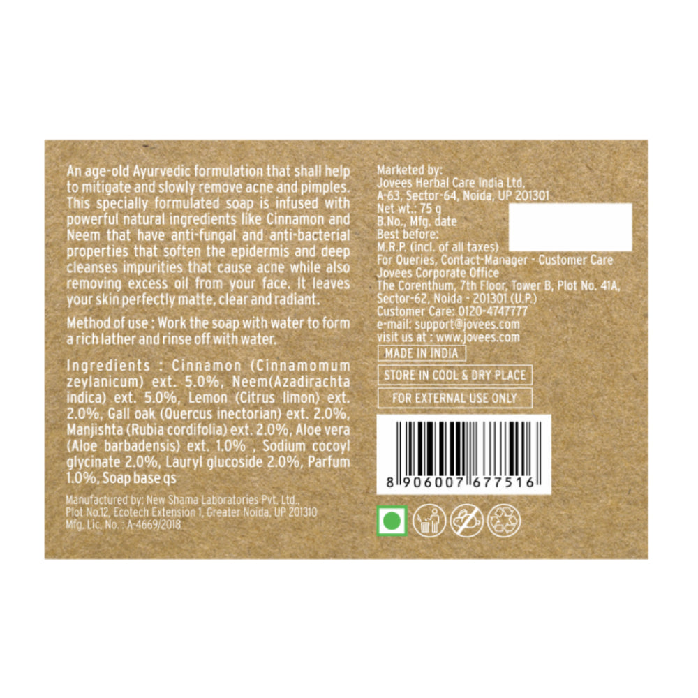 Jovees Cinnamon & Neem Anti Acne Face Bar Soap