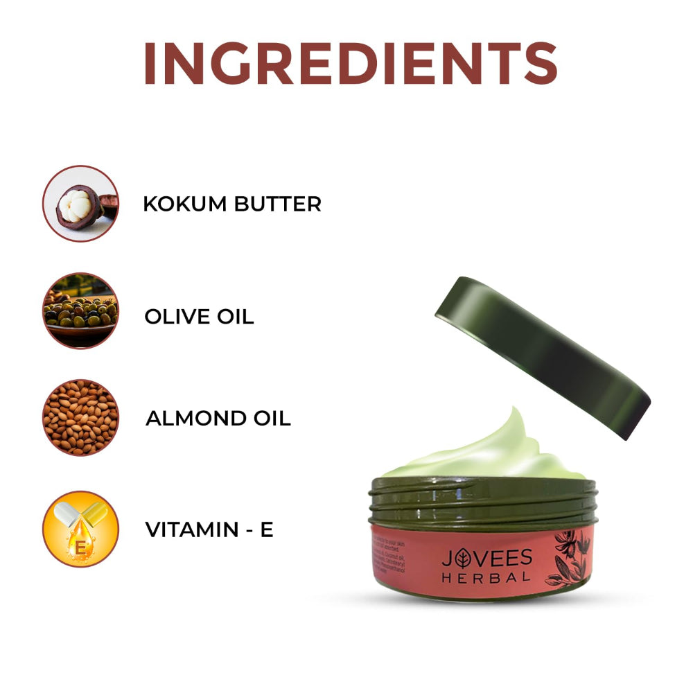 Jovees Kokum Body Butter For Dry & Rough Skin | Deep Nourishment, Non-Sticky