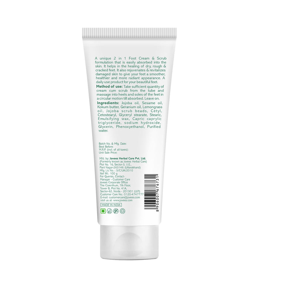 Jovees Foot Care Cream & Scrub | 2-in-1 Formula | Hydrates & Heals