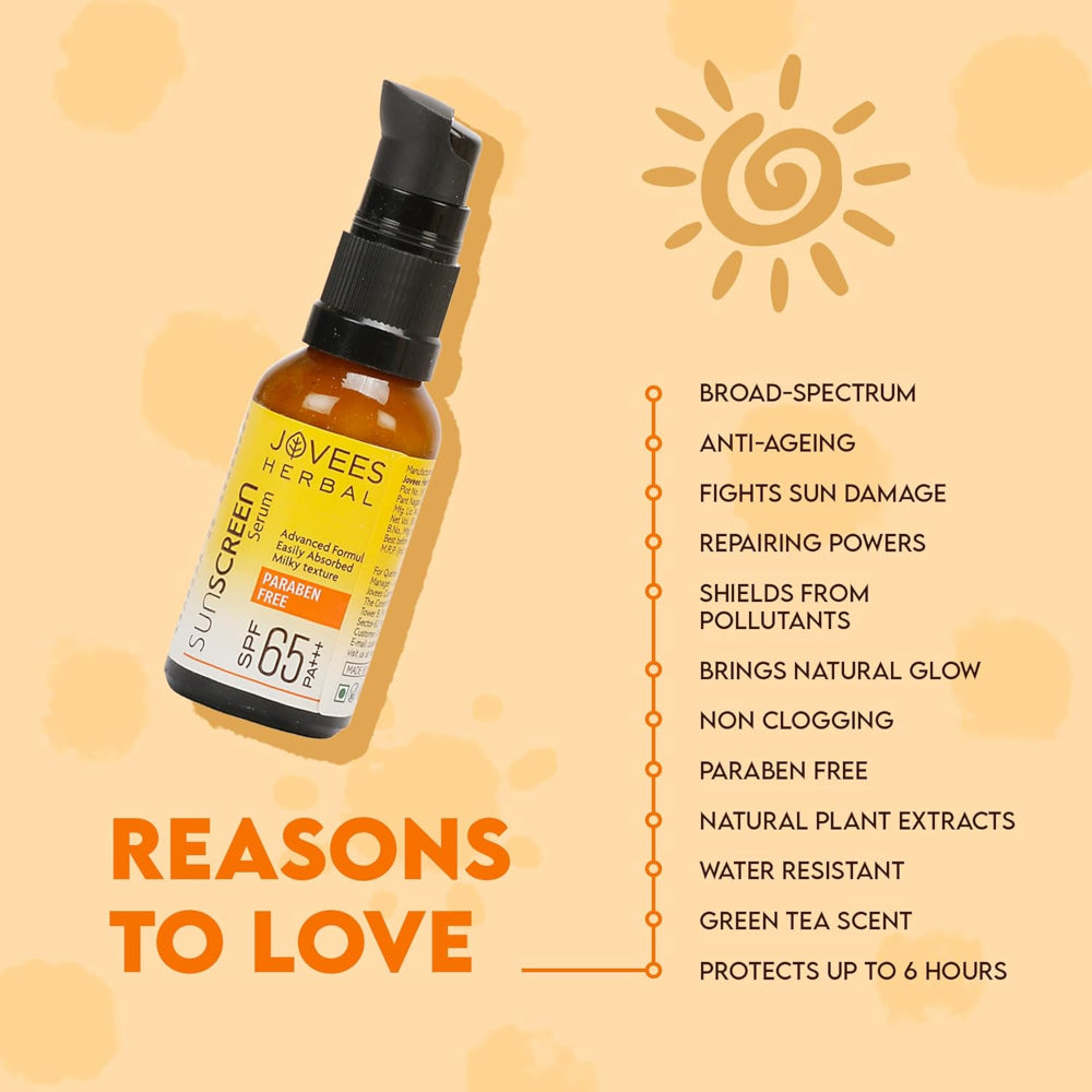 Jovees Sunscreen Face Serum SPF 65 PA+++ | Broad Spectrum Protection 30 ml