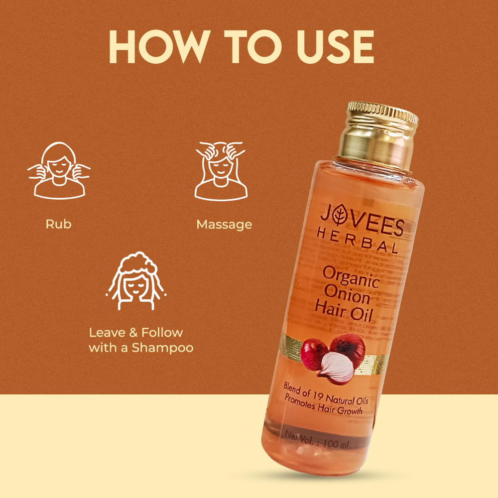 Jovees Organic Onion Hair Oil | Blend of 19 Natural Oils 100 ML