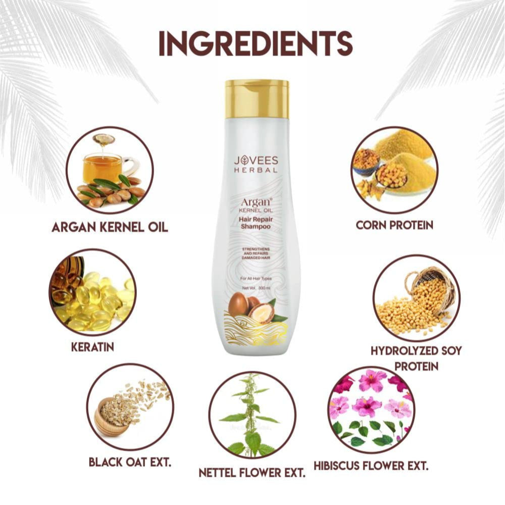 Jovees Argan Kernal Oil Hair Repair Shampoo | Strengthens | Repairs 300 ML