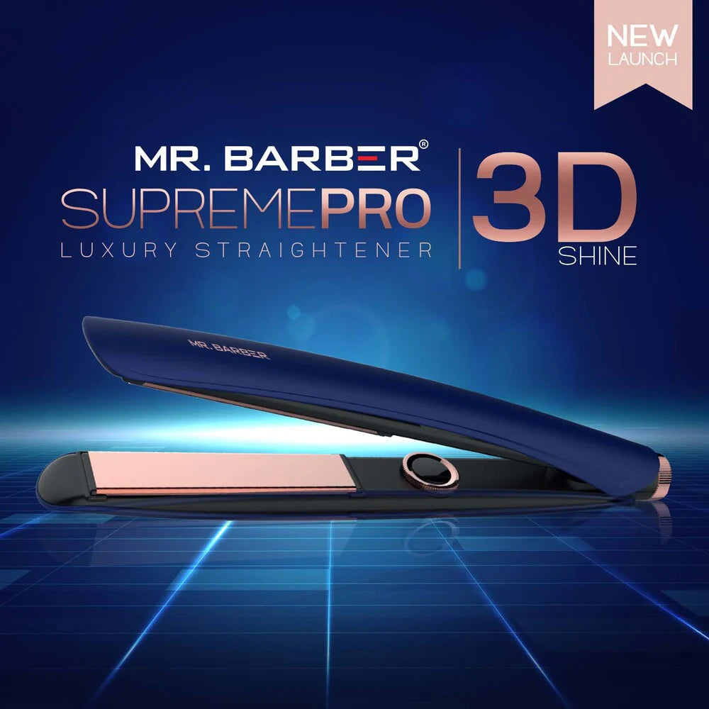 Mr. Barber MB-SRP Supreme Pro Hair Straightener, Styler With 3D Smooth Shine, Temperature Setting, Professional Flat Ion (Blue)