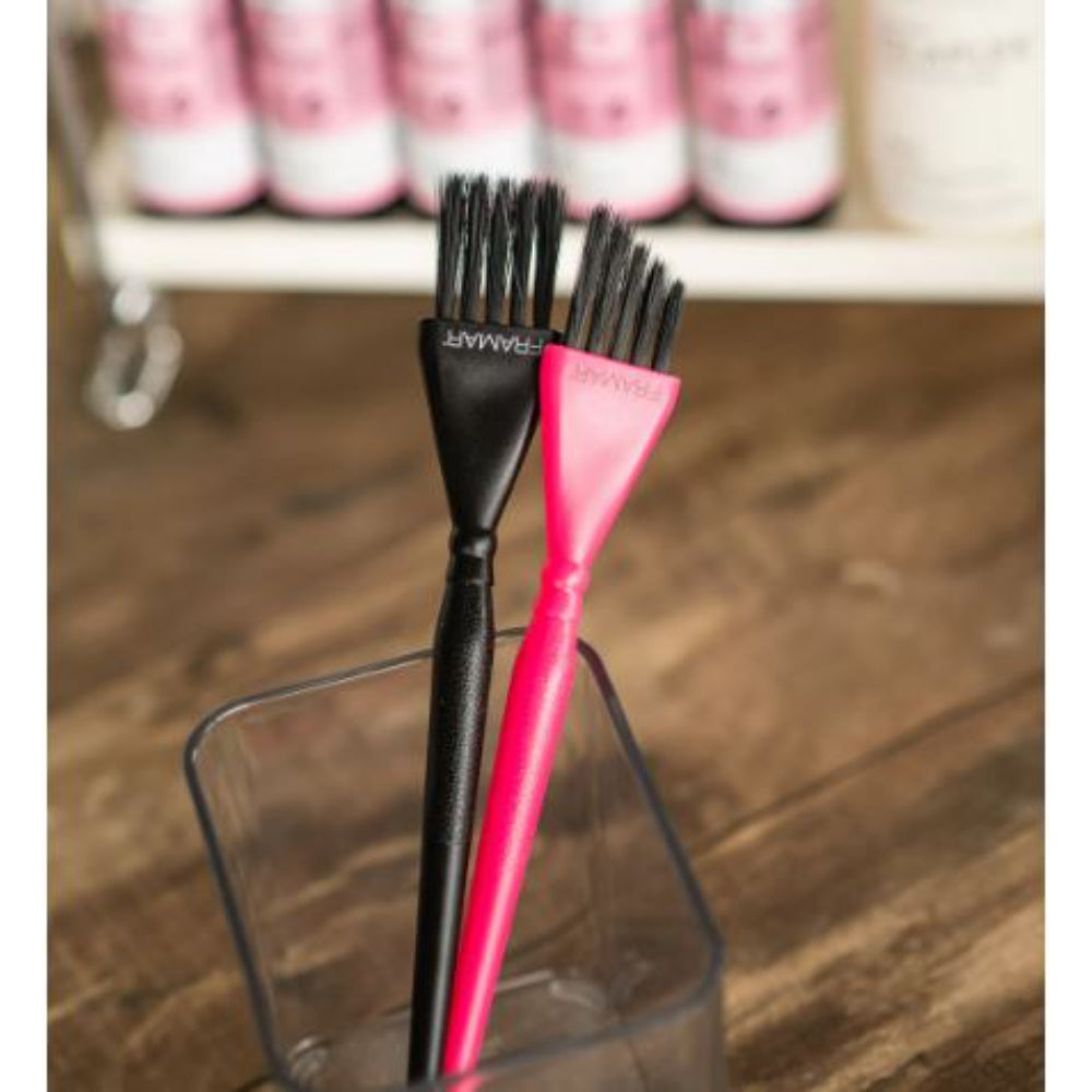 Framar - Detail Brush Set - 2 Pack black and pink - one straight, one angled