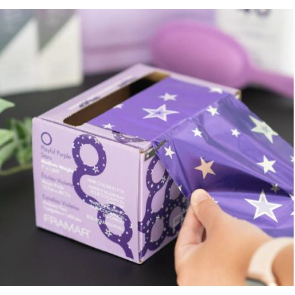Framar - Playful Purple Stars - Smooth Roll Medium 1600 ft - choose your own length