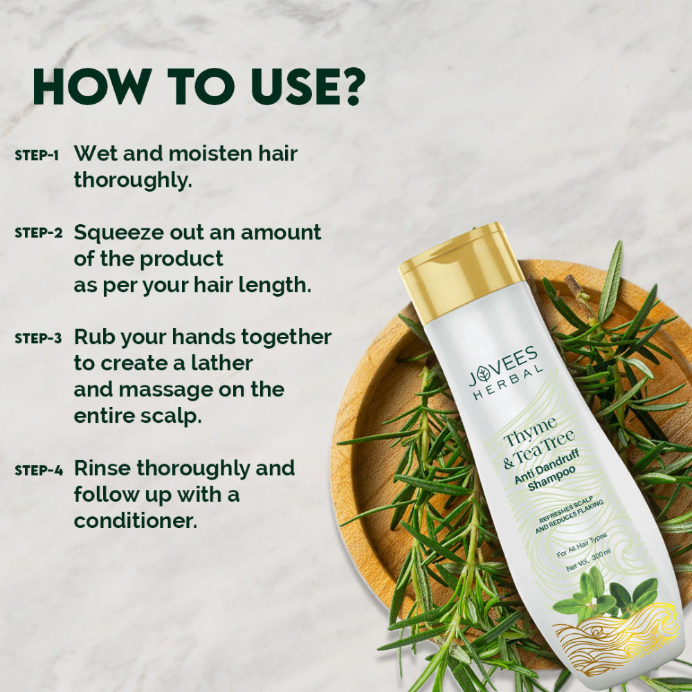 Jovees Thyme & Tea Tree Anti Dandruff Shampoo | All Hair Types