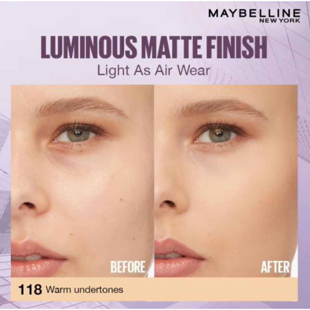 Maybelline New York Super Stay Lumi-Matte Liquid Foundation 30H Wear, Transfer Proof (35 ml)