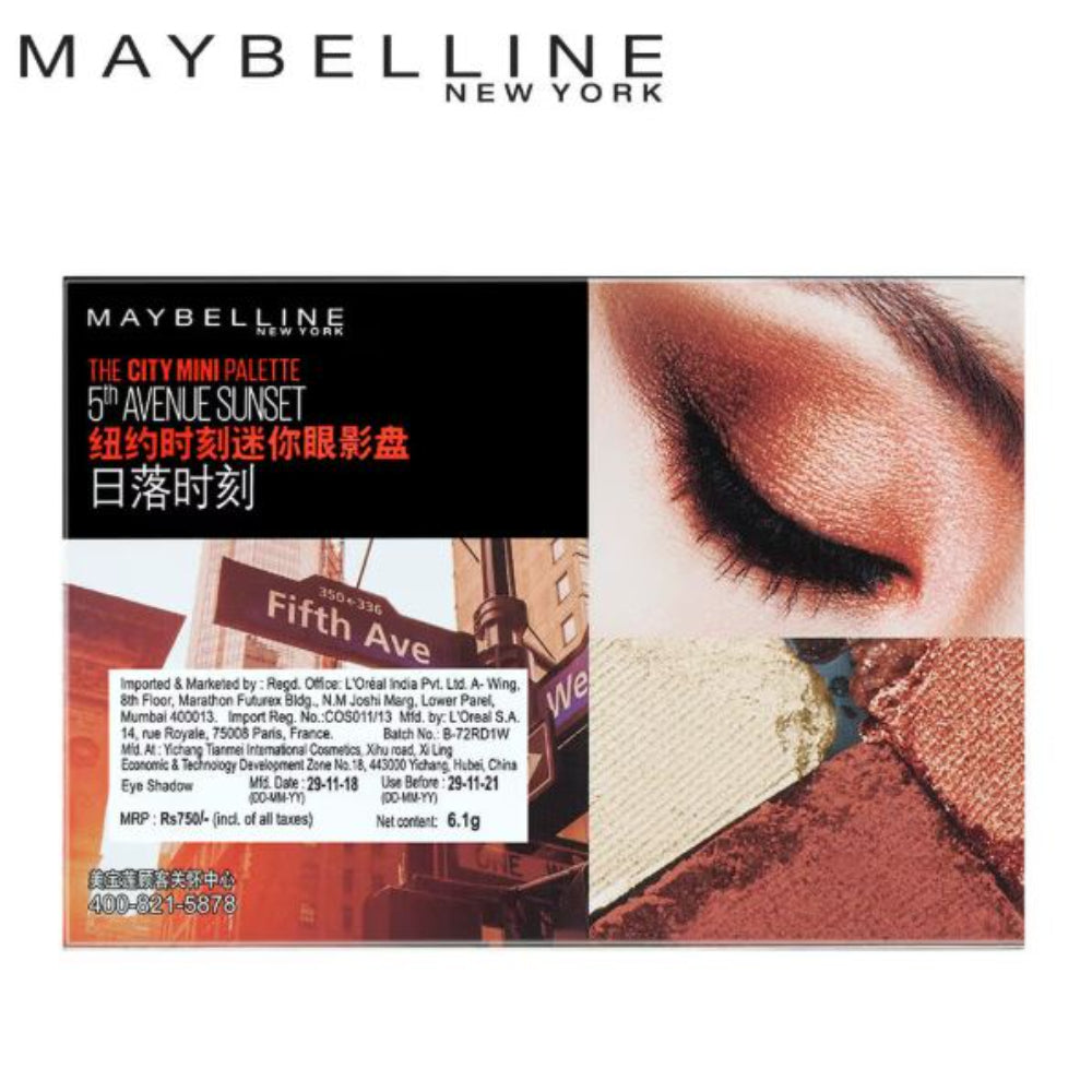 Maybelline New York The City Mini Eyeshadow Palette, Shimmery & Metallic Finish (6.1g)