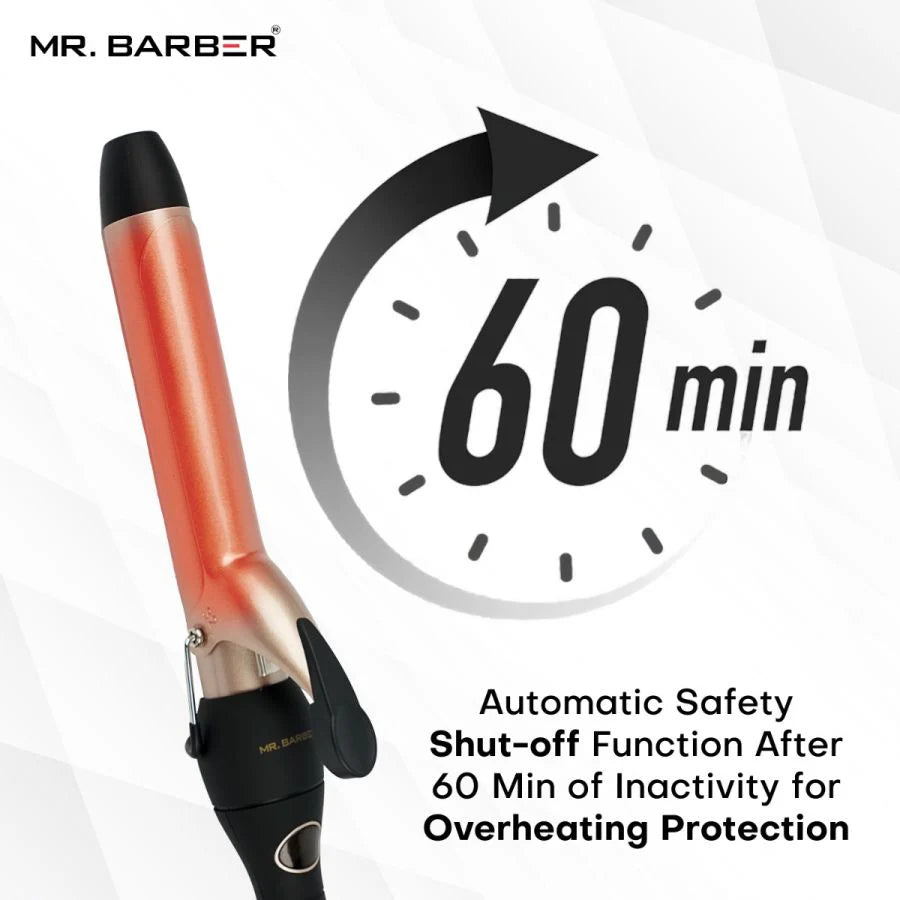 Mr. Barber 4-In-1 Multi Tong Hair Curler - Gold (MB-MLT) | Professional Multi Hair Styler Interchangeable Ceramic Barrels with Glove