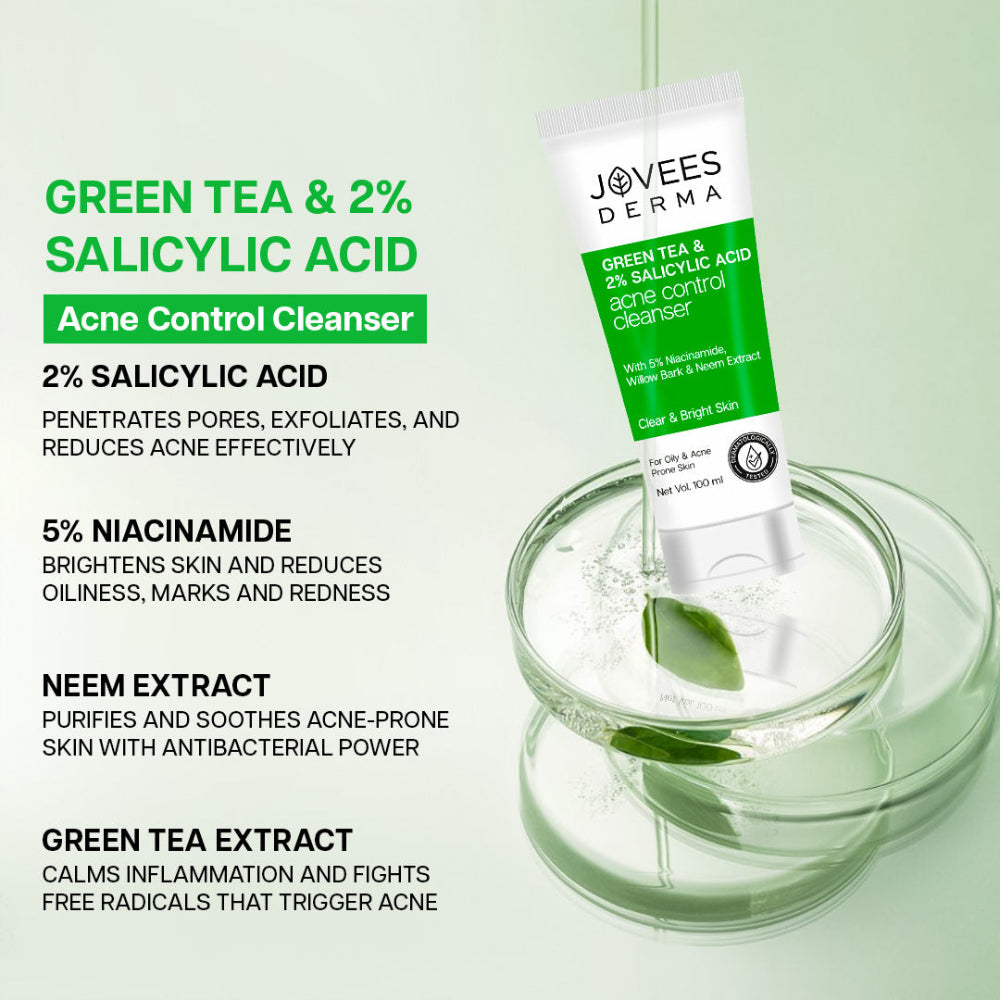 Jovees Derma Green Tea & 2% Salicylic Acid Acne Control Cleanser-100 ml