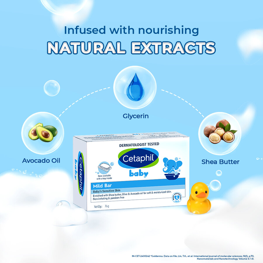 Cetaphil Baby Mild Bar – Gentle Cleansing & Natural Moisturization for Delicate Skin