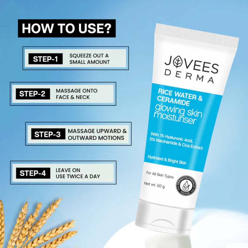 Jovees Derma Rice Water & Ceramide Glowing Skin Moisturiser-50 g