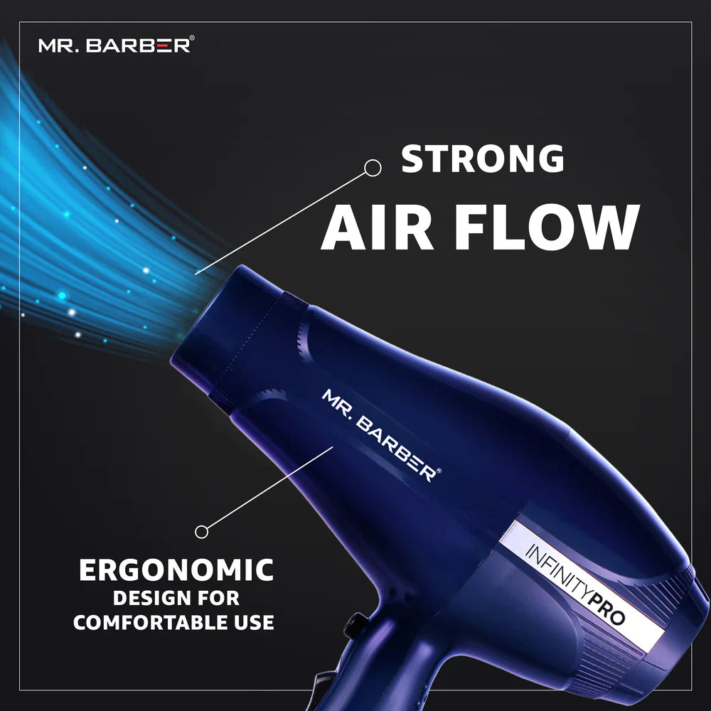 Mr. Barber Infinity Pro BLDC Hair Dryer 2000W | Fast Drying, Low Noise, Lightweight Professional Salon Hair Dryer (MB-INF)