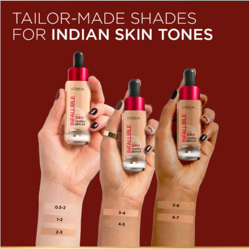 L’Oreal Paris Infallible 24H Tinted Serum Foundation, Lightweight, Dewy & Radiant (30 ml)