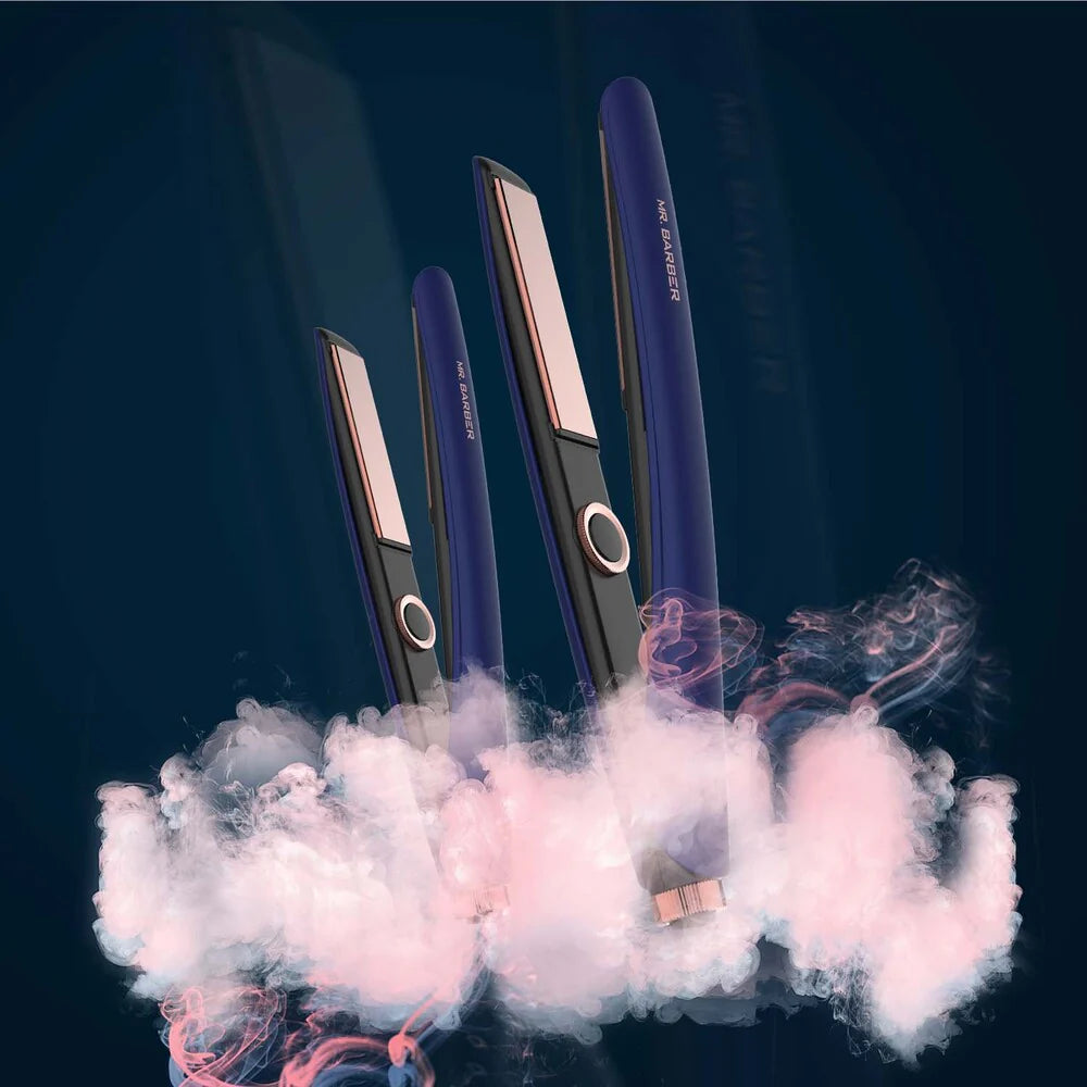 Mr. Barber MB-SRP Supreme Pro Hair Straightener, Styler With 3D Smooth Shine, Temperature Setting, Professional Flat Ion (Blue)