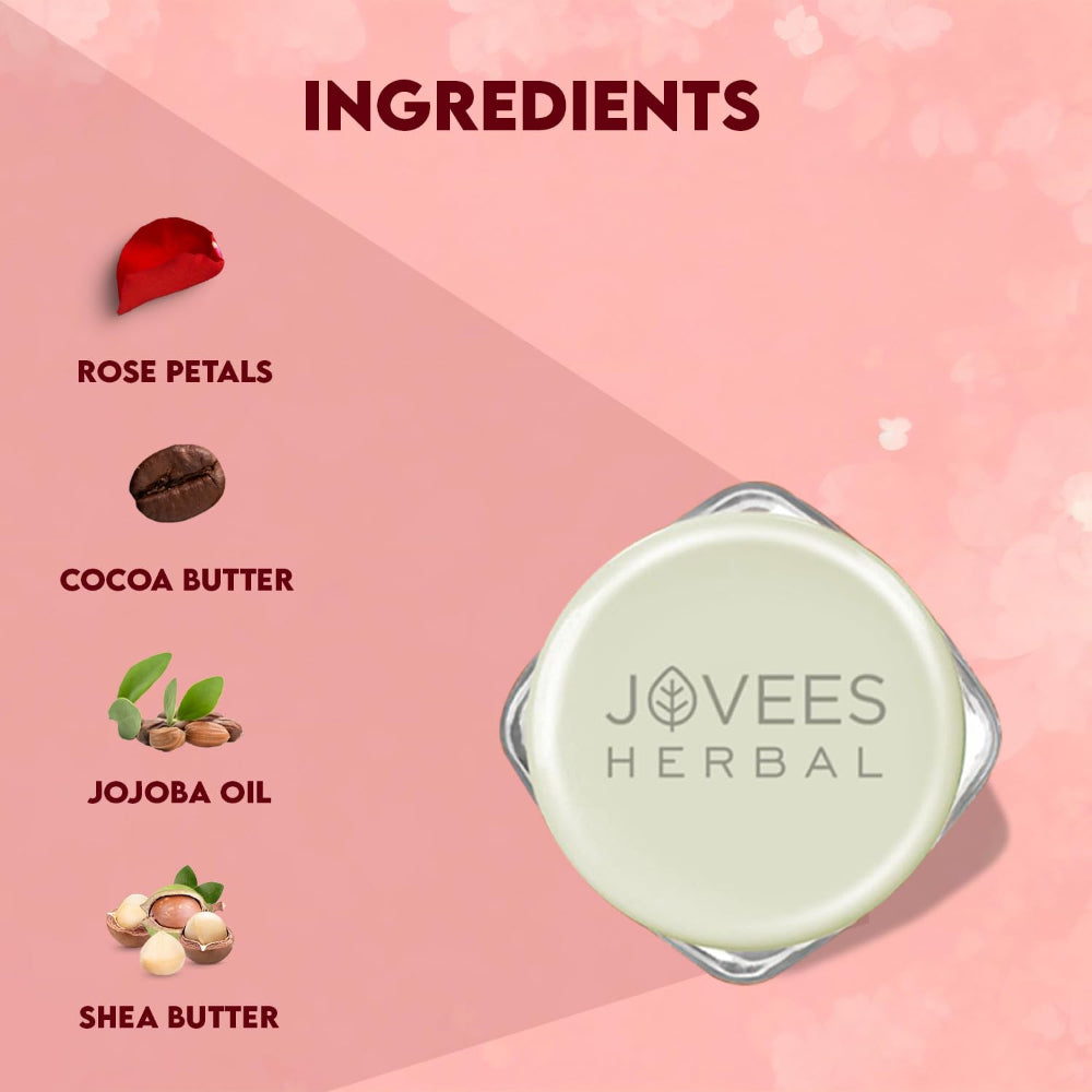 Jovees Sugar & Rose Petal Replenishing Lip Balm | Repairs Chapped Lips