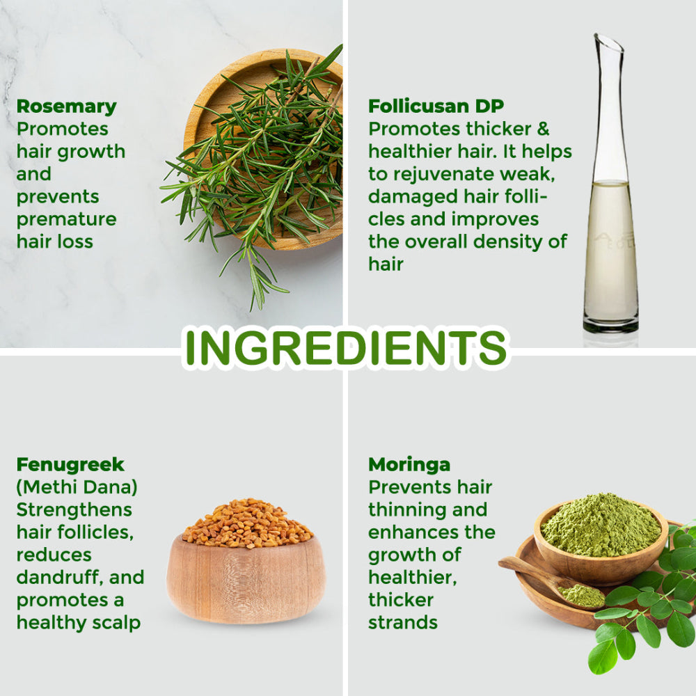 Jovees Rosemary Water Hair Growth Spray | Controls Hair Fall | Increases Hair Density | Fights Dandruff | Lightweight & Non-Greasy | For Men & Women