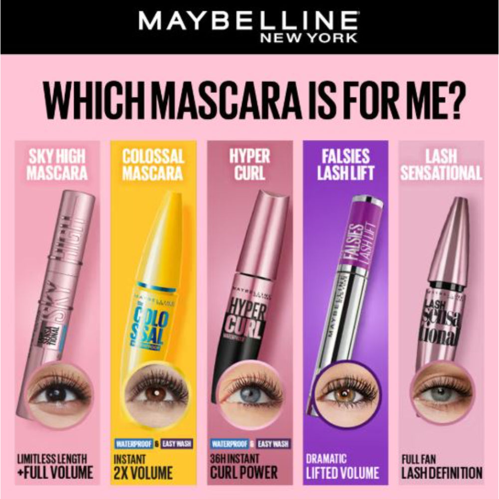 Maybelline New York Hypercurl Waterproof Mascara, Smudge & Highly Pigmented (9.2 ml)