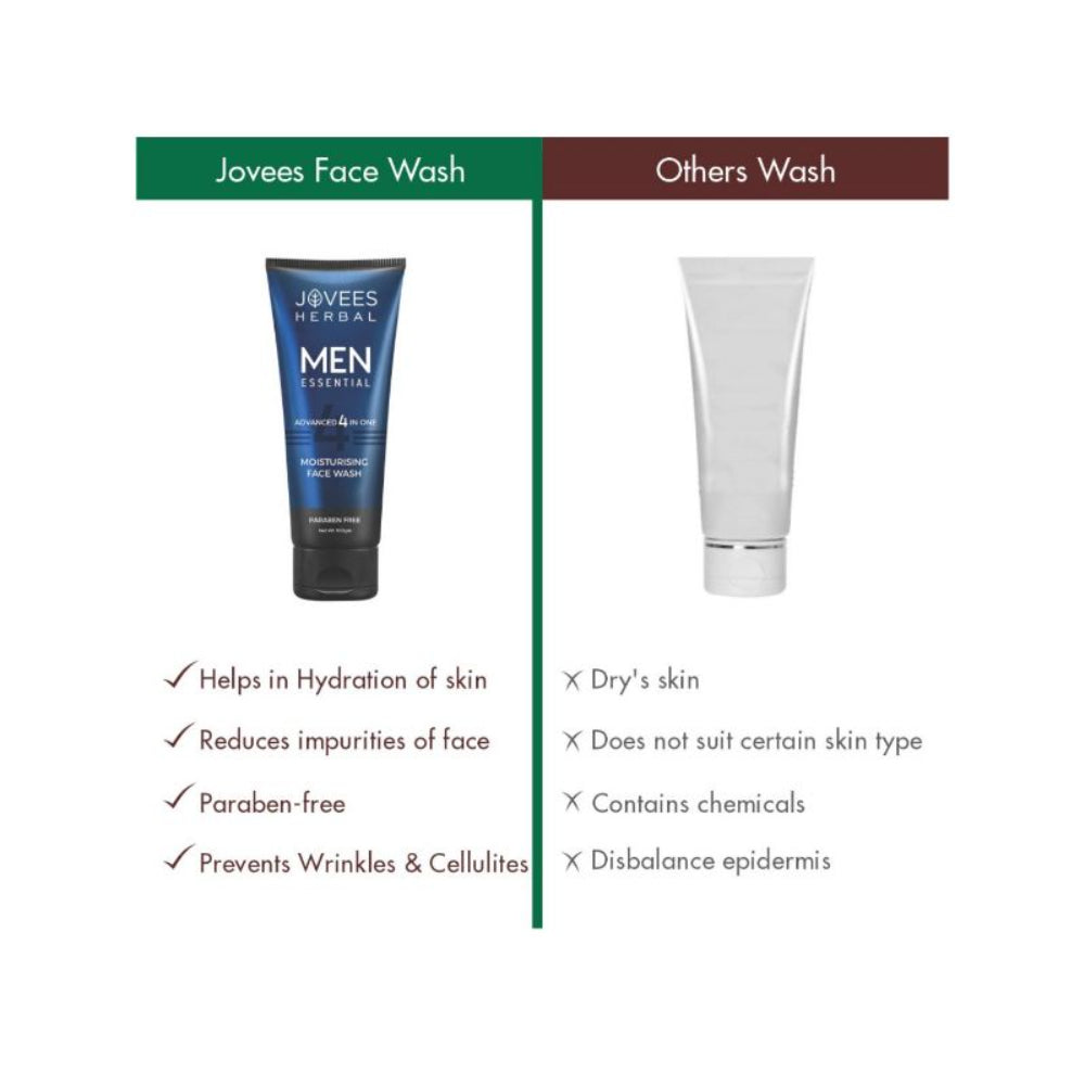 Jovees Men's Essential Advanced 4 in 1 Moisturizing Face Wash 100 ML