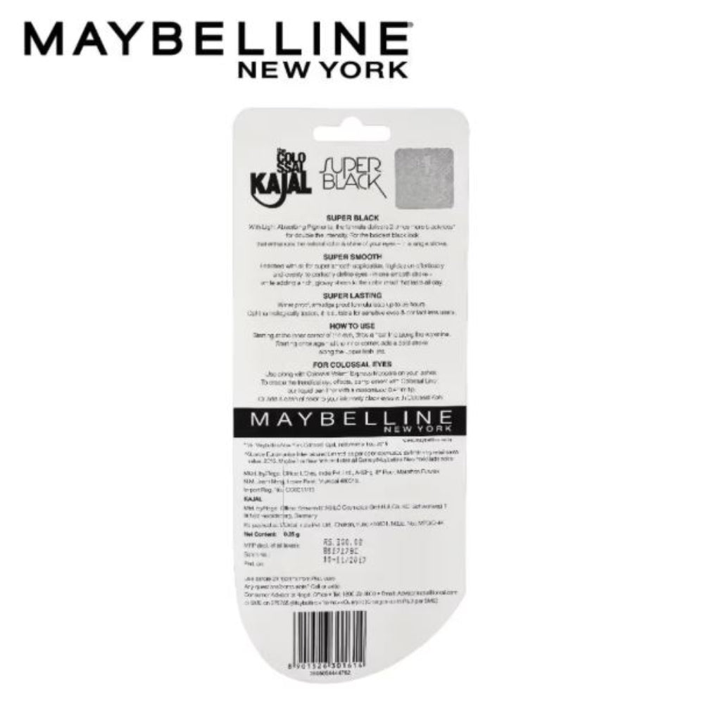 Maybelline New York Colossal Kajal Super Black, 2X Darker & 2X Colossal Kajal (0.35g)