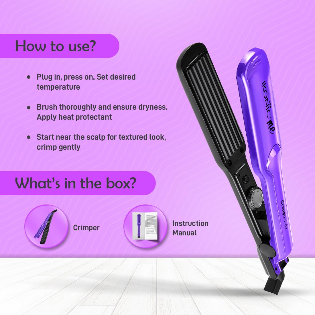 Ikonic Professional CRIMP & STYLE HAIR CRIMPER,Purple