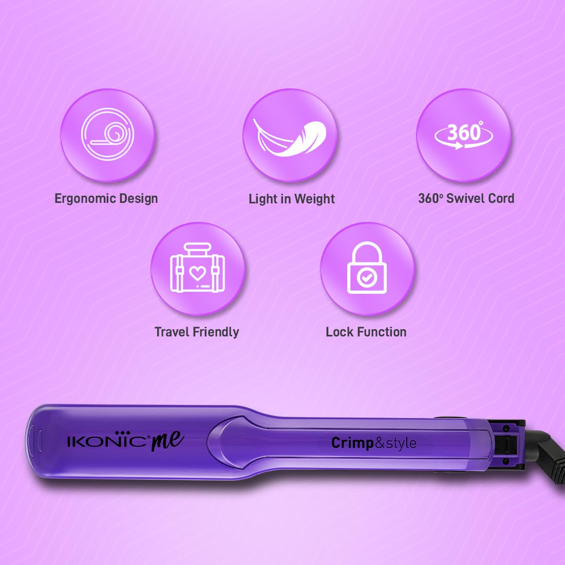 Ikonic Professional CRIMP & STYLE HAIR CRIMPER,Purple