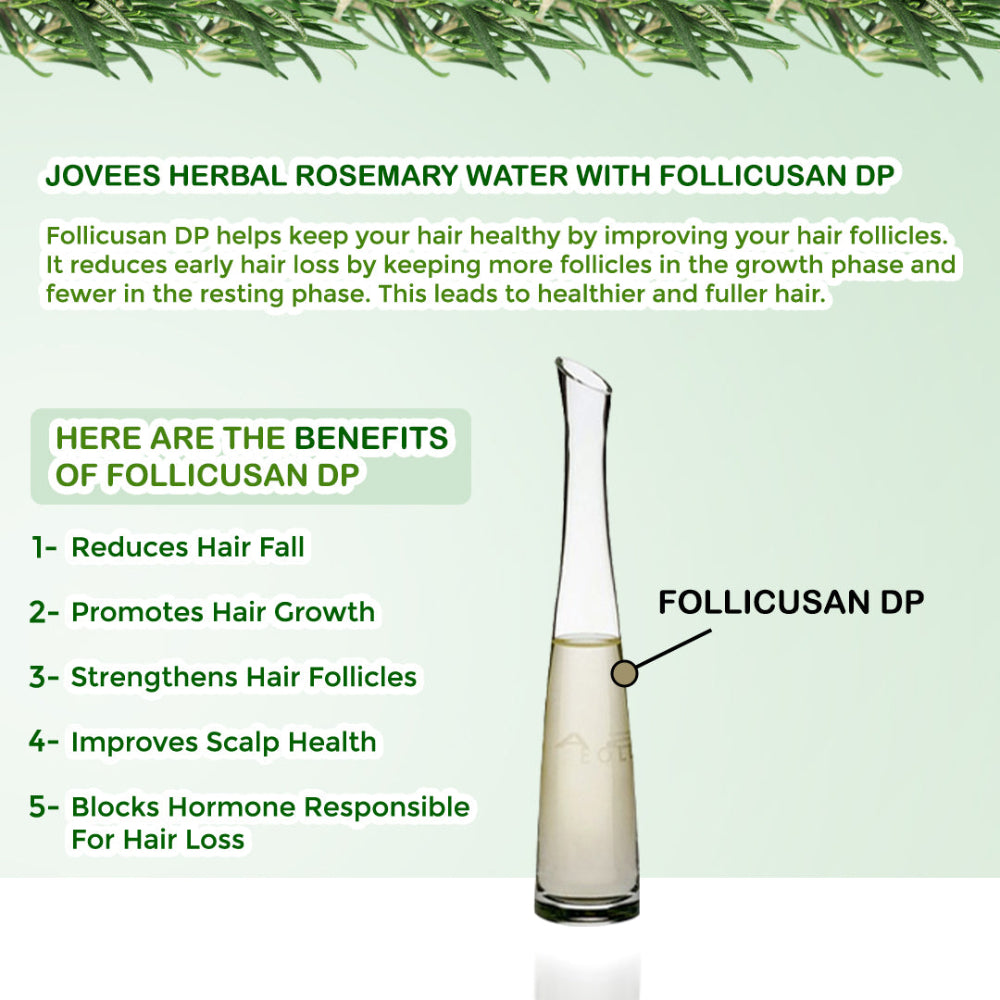 Jovees Rosemary Water Hair Growth Spray | Controls Hair Fall | Increases Hair Density | Fights Dandruff | Lightweight & Non-Greasy | For Men & Women