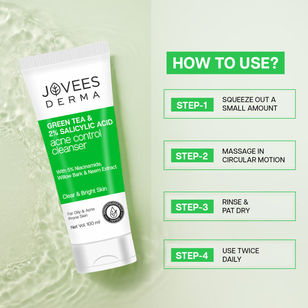Jovees Derma Green Tea & 2% Salicylic Acid Acne Control Cleanser-100 ml
