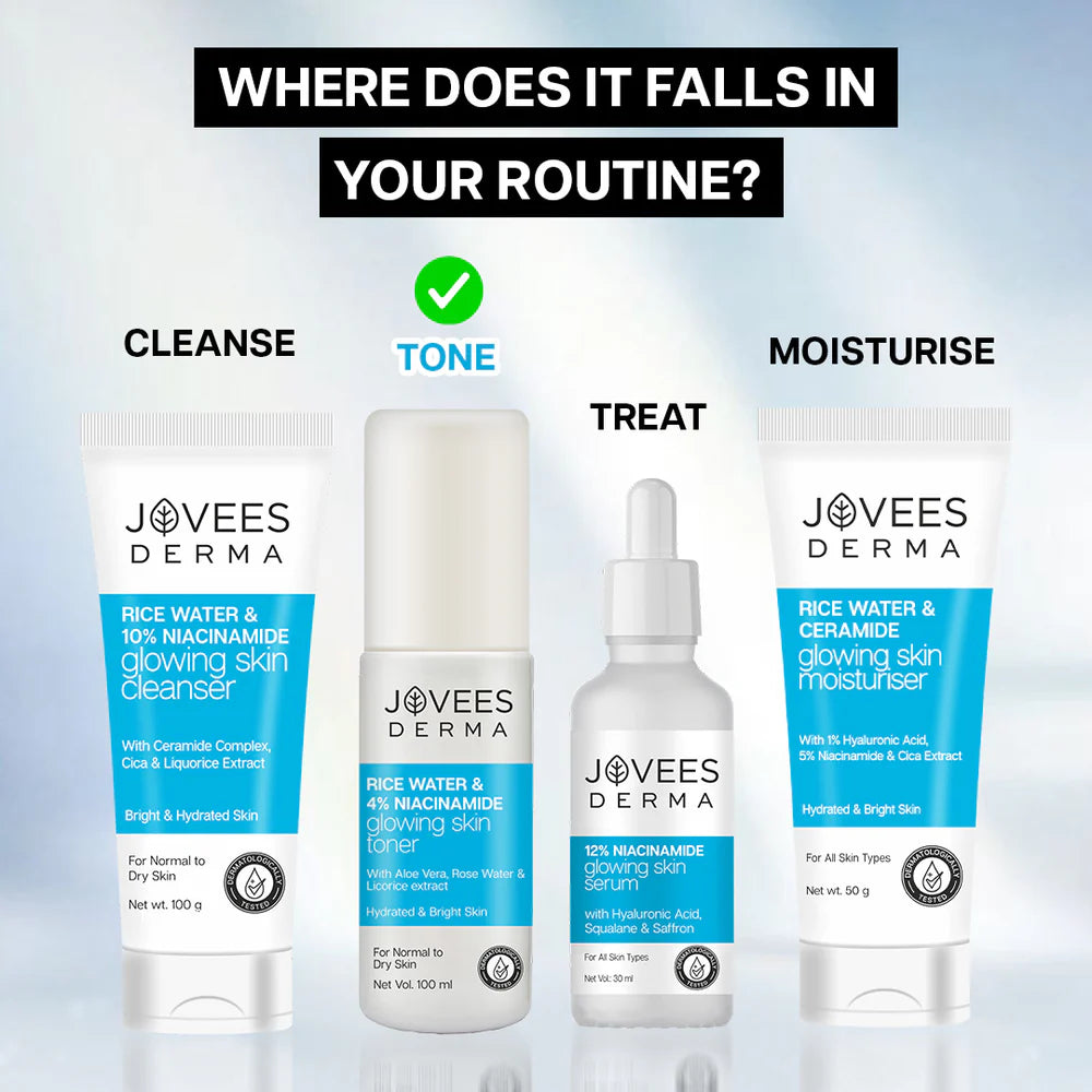 Jovees Derma Rice Water & 4% Niacinamide Glowing Skin Toner-100 ml