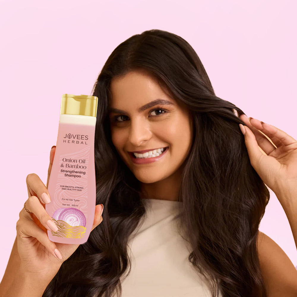 Jovees Red Onion Oil & Bamboo Strengthening Shampoo For Strong hair
