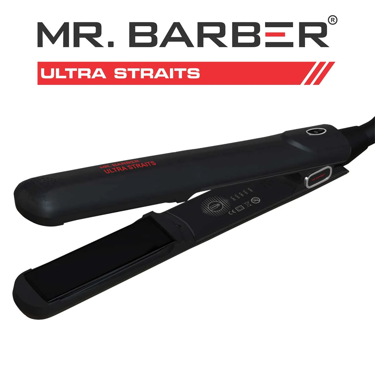 Mr Barber Ultra Straits, Tourmaline Ceramic Plates, Professional Hair Straightener - Black Flat Iron