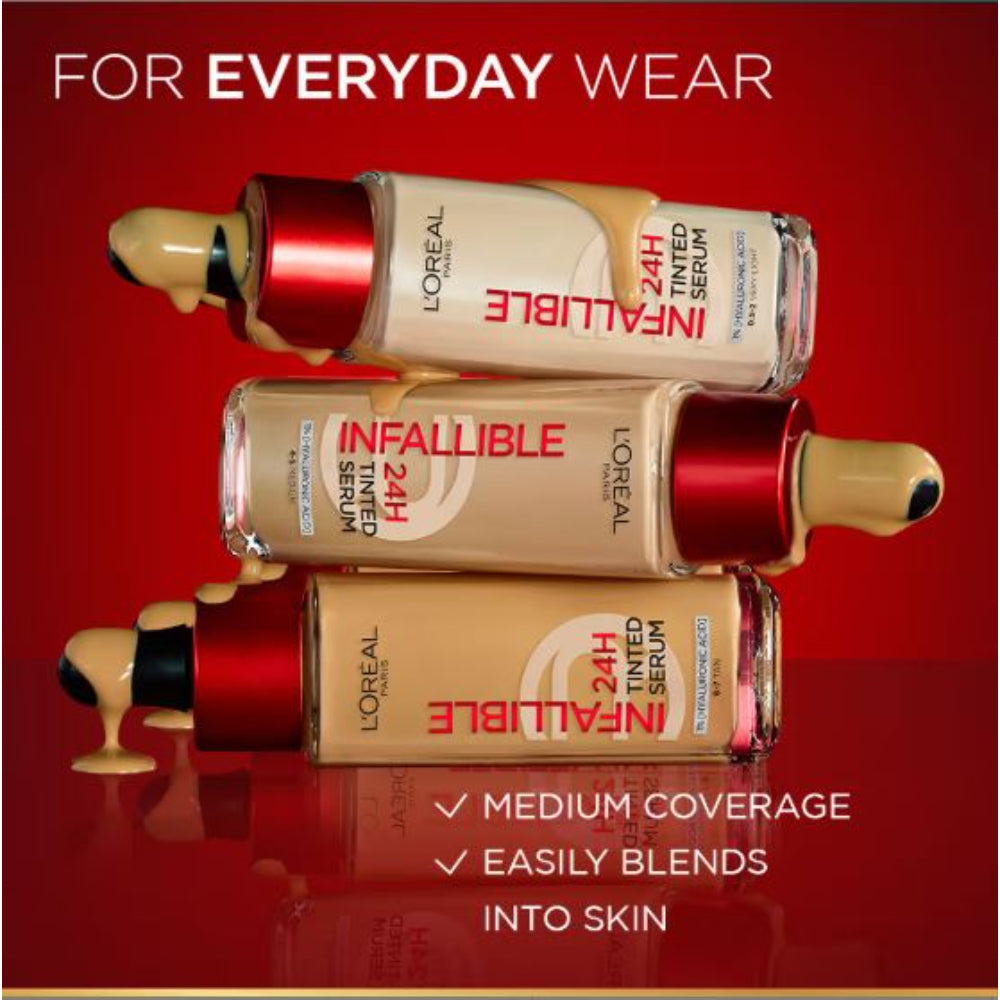 L’Oreal Paris Infallible 24H Tinted Serum Foundation, Lightweight, Dewy & Radiant (30 ml)