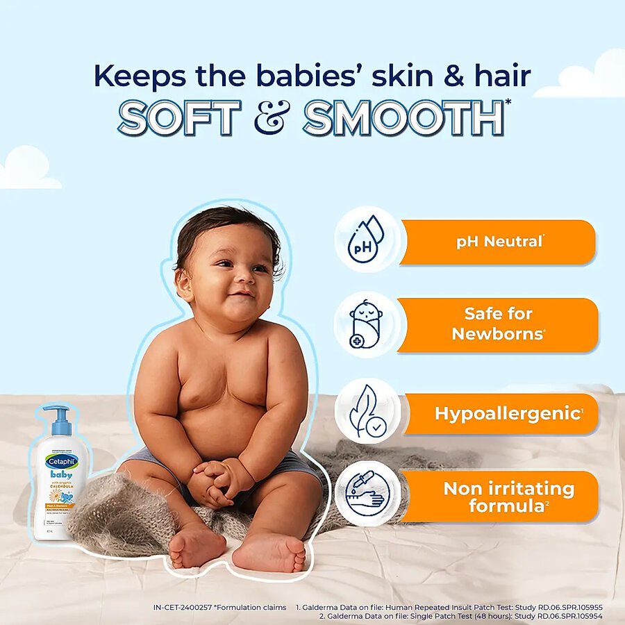 Cetaphil Baby Wash & Shampoo with Organic Calendula – Gentle Head-to-Toe Care