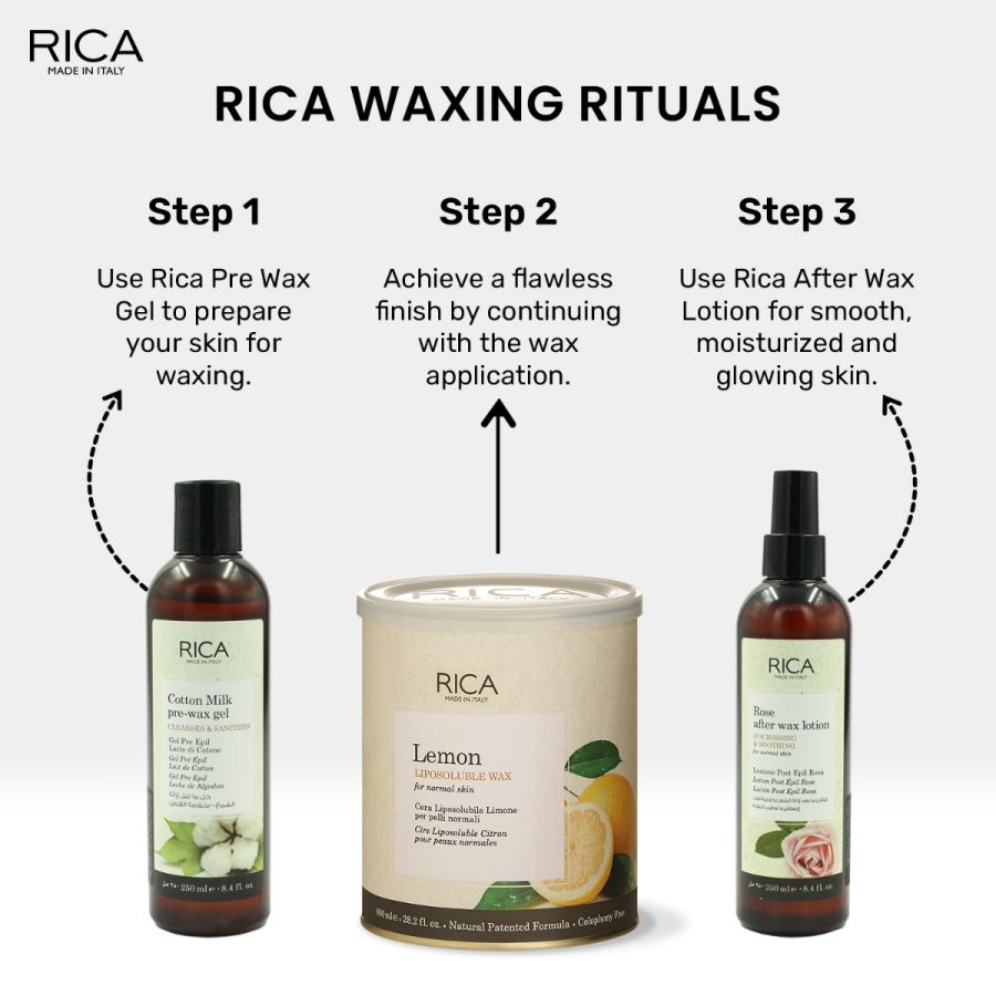 Rica Lemon Liposoluble Painless Hair Removal Wax For Men & Women| Quick & Easy Tan Removal Waxing for Normal Skin| 800 ml, Pack of 1