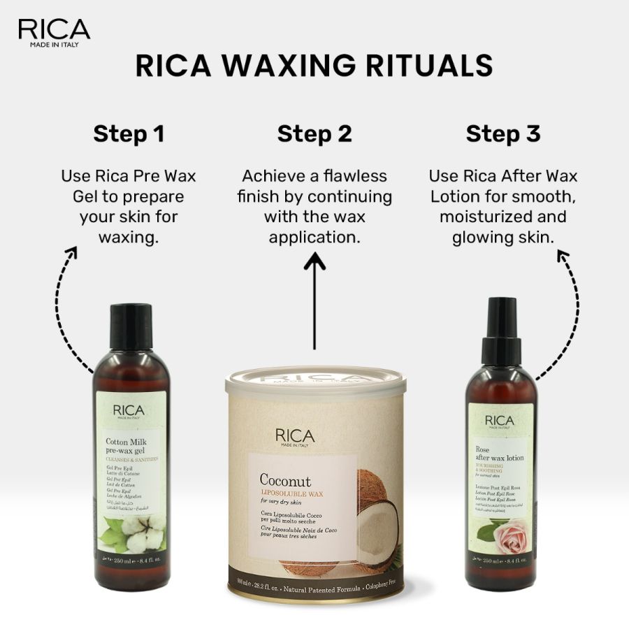 Rica Coconut Liposoluble Painless Hair Removal Wax For Men & Women| Quick & Easy Tan Removal Waxing for Very Dry Skin| 800 ml, Pack of 1